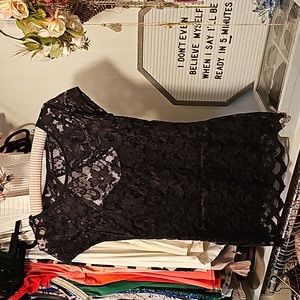 Black lace blouse with keyhole back